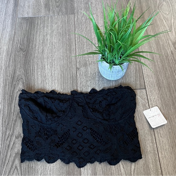 Free People Adella Strapless Corset Bralette In Black Size Medium